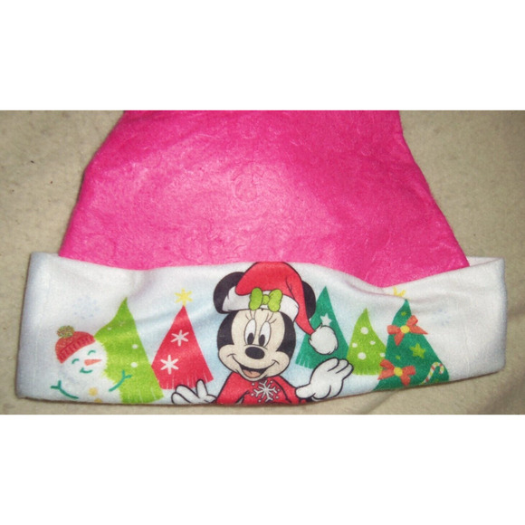Disney Minnie Mouse Christmas Santa Hat Standing w/Trees 16" Pink Felt RUZ - Picture 3 of 4